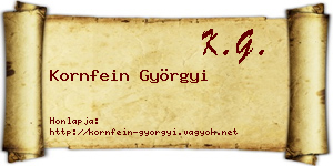 Kornfein Györgyi névjegykártya